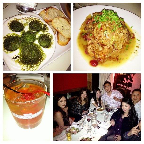 Escargot and pork medallions at Amélie