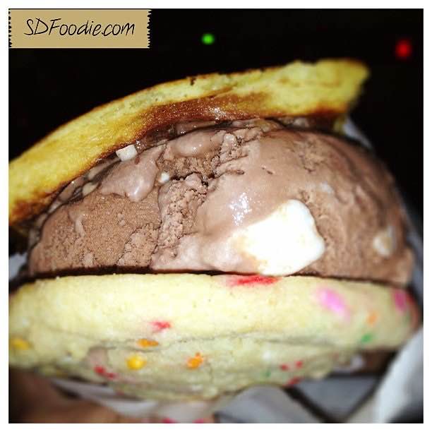 A Rocky Road ice cream sandwich at The Baked Bear