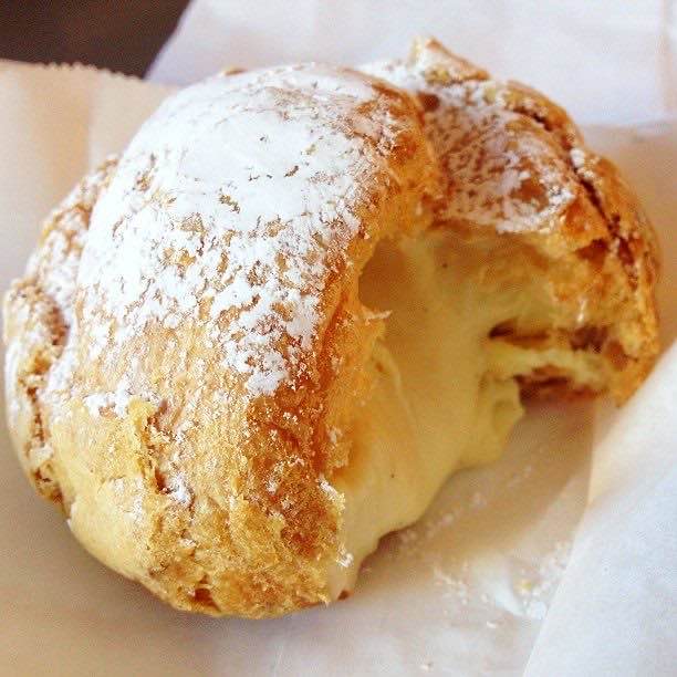 A caramel cream puff at Beard Papa’s