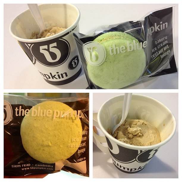 Pistachio macaron and coffee sorbet at The Blue Pumpkin