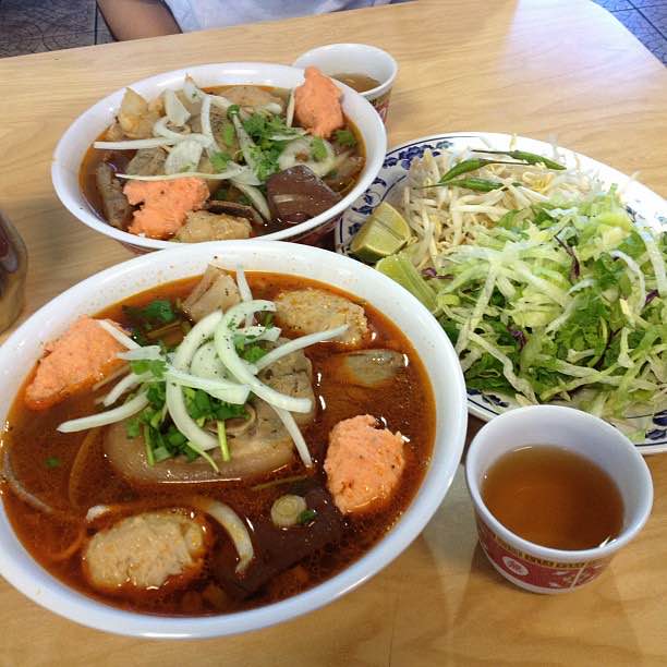 Extra-spicy bún bò Huế