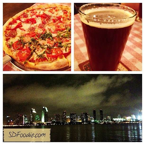 Pizza, Lost Abbey beer and the skyline from Coronado