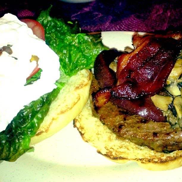 The venison burger with whipped cream at Crazee Burger
