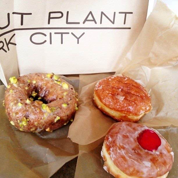 Crème brûlée, rose and pistachio doughnuts at Doughnut Plant