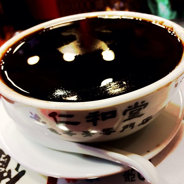A bowl of guilinggao herbal jelly
