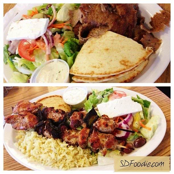 Gyro and chicken kabob plates at Olympic Cafe