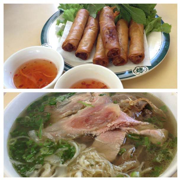 Pho đặc biệt and egg rolls in East San Diego