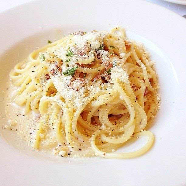 Spaghetti carbonara on a Sausalito bike ride