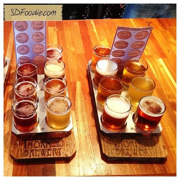 Two flight paddles at Thorn Street Brewery