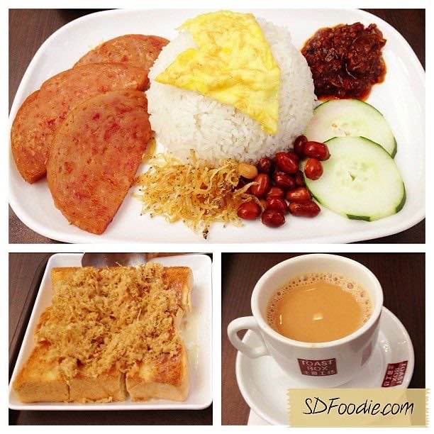 Nasi lemak and pork floss toast at Toast Box