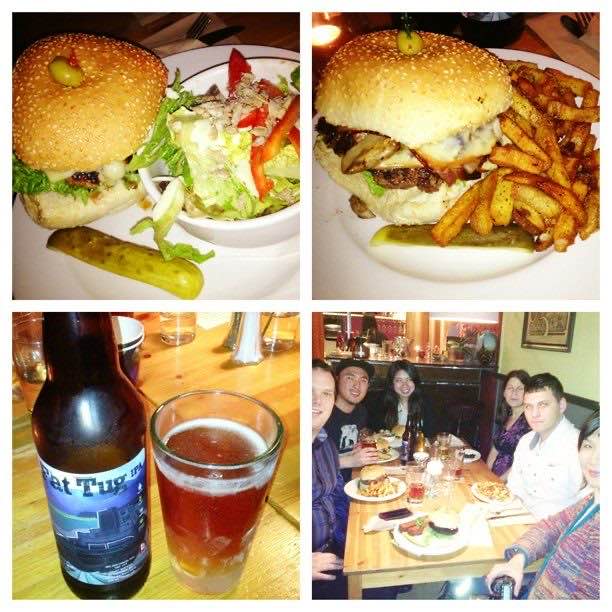 Bison burger, truffle fries and a Fat Tug IPA